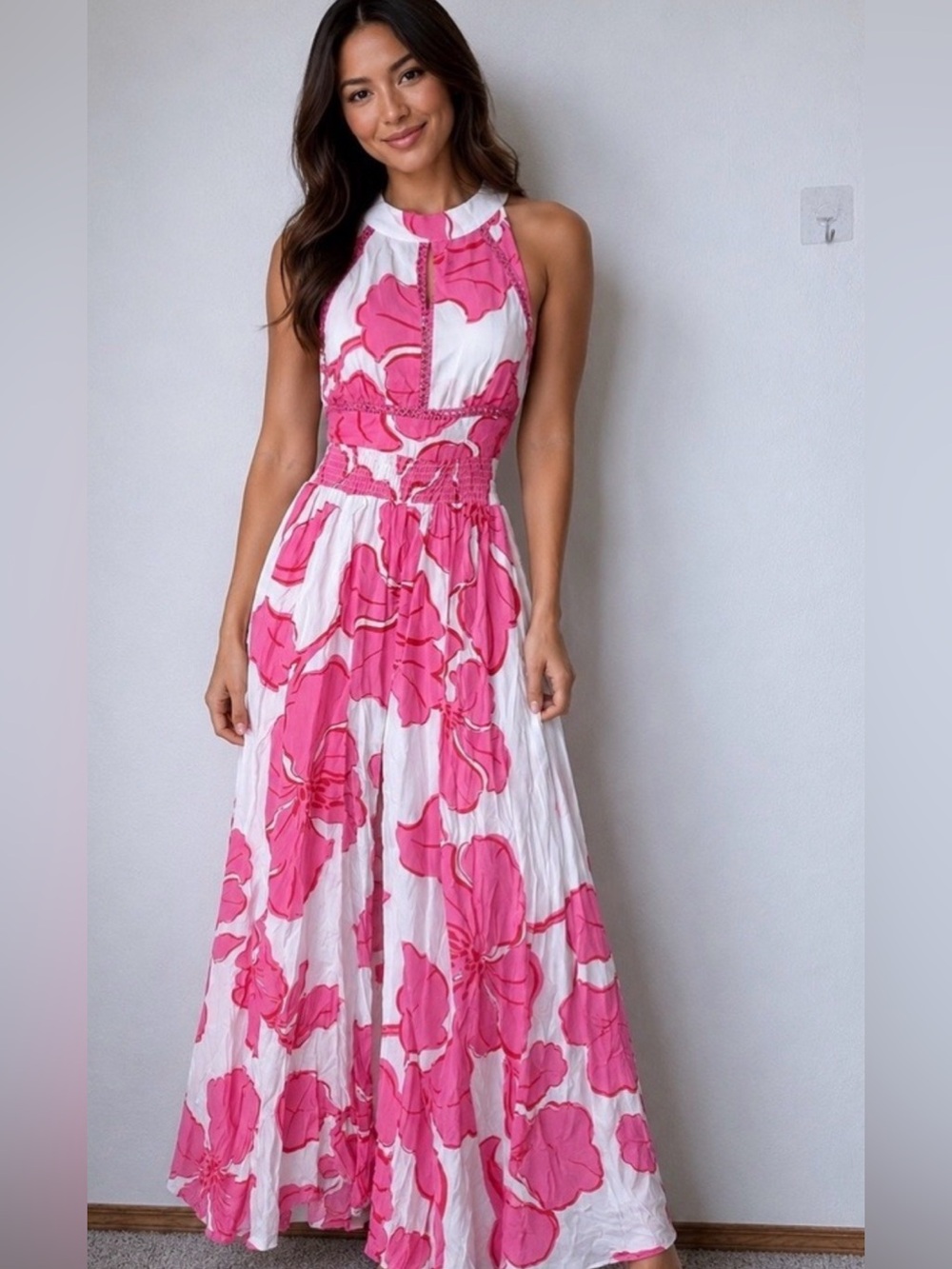 Abel The Label Anthropologie Paloma Maxi‎ Dress Hibiscus Floral Size S B